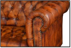 Canapé trois places en cuir buff de qualité supérieure, modèle Chesterfield, recouvert de cuir buff véritable, prix compétitif pour l'exportation - Product Image 4