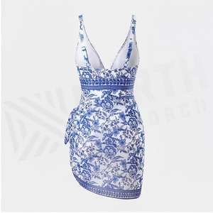 NORTH APPROACH Women Floral Print Swimdress Deep V Neck Asymmetric Wrap Design Stretch Polyester Rayon One Piece - Product Image 2