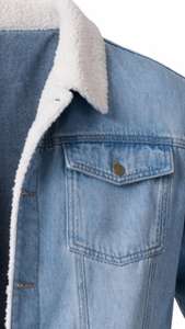 Chaqueta Vaquera Personalizada para Hombre, Forrada con Sherpa, Súper Cálida y Cómoda, Estilo Casual, Chaquetas de Otoño con Logotipo Bordado - Product Image 6