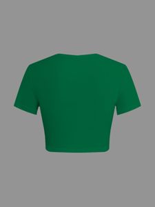 เสื้อยืดแขนสั้นพิมพ์ลายผ้าถักทรงเข้ารูปสไตล์ Y2K สำหรับผู้หญิง รณรงค์ต้านมะเร็งเต้านม ริบบิ้นสีชมพู - Product Image 5