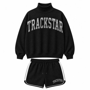 Conjunto de Sudadera con Cuello Alto y Logotipo Trackstar para Mujer, Pantalones Cortos, Ropa Casual Urbana, Modelo TS-SET-096 - Product Image 1