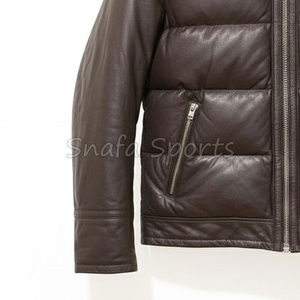 Veste en cuir pour homme, en peau de mouton double face, avec fourrure légère, couleur unie, design personnalisé - Product Image 4