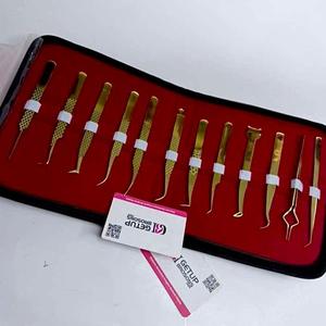 GETUP BROWS Pince à épiler pour cils plaquée or, ensemble d'outils de précision, emballage en étui - Product Image 4