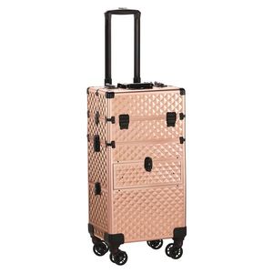 Guide scorrevoli per cassetti anteriori 2-in-1, cassetti piatti sinistri, ruote universali rimovibili, in alluminio con motivo a rombi, per borse e custodie cosmetiche - Product Image 2