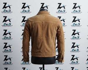Veste en daim de qualité supérieure pour l'hiver, style vintage, boutonnée, veste décontractée en daim - Product Image 2
