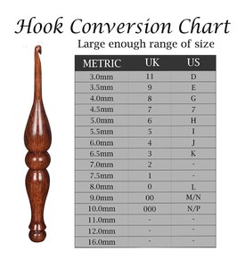 Handmade Eco-Friendly Fashion Rosewood Crochet <b>Hook</b> Ergonomic Soft Grip with Customizable Thickness (4mm-10mm) - Product Image 6