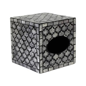 Boîte à mouchoirs en bois faite à la main avec incrustation de nacre pour la décoration de la maison - Product Image 3