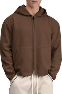 Sudadera con capucha para hombre, diseño urbano, doble cremallera, forro polar, tejido holgado, chaqueta corta de invierno - Product Image 2