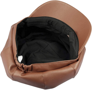 Blue Leather <b>Newsboy</b> Cap Unisex Casual <b>Hat</b> for Adults Spring Autumn 56-58CM - Product Image 4
