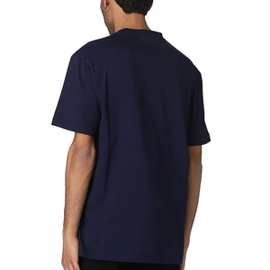 T-shirt en coton bleu marine pour homme, coupe classique, manches courtes, col rond, couleur unie, design simple, longueur standard, toile anti-rétrécissement - Product Image 2