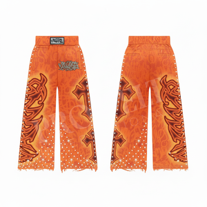 Pantalon de survêtement tendance à taille haute, coupe large, ourlet effiloché, style urbain, personnalisable en couleur et taille, en molleton de coton - Product Image 2