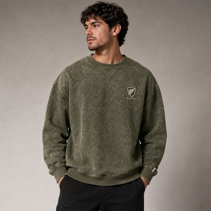 Oversized Solid Winter Acid Wash <b>Sweatshirt</b> for Men Professional Manufacture Cotton <b>Fleece</b> Eco-Friendly Breathable Streetwear - Product Image 1
