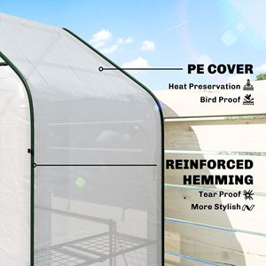 Serra Portatile con Copertura in PE Resistente ai Raggi UV, 6 Ripiani, Porta Avvolgibile, Vetro Temperato, Materiale PVC per Esterni, Colore Bianco - Product Image 5