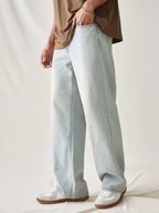 Jean en denim vintage coupe slim taille mi-haute jambe droite écoresponsable Abdul Royal World Export avec poches latérales et détail ceinture, délavage clair - Product Image 4