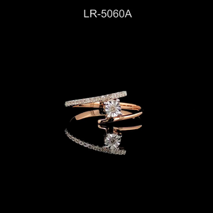 แหวนเพชรทรงกลม 0.20 กะรัต ดีไซน์เรียบหรูแบบเปิด วงแหวนซ้อนกันได้ ทองคำขาว 14K ชุบโรเดียม เครื่องประดับสำหรับผู้หญิง - Product Image 1