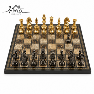 Luxury Brass <b>Chess</b> Pieces <b>Set</b> Red Rectangular <b>Wooden</b> Storage Box Gold and Silver Colour Handmade Classic Board Game Gift - Product Image 4