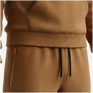 Ensemble de survêtement à capuche marron pour homme, manches longues, couleur unie, respirant, coupe décontractée, vêtements d'automne - Product Image 5