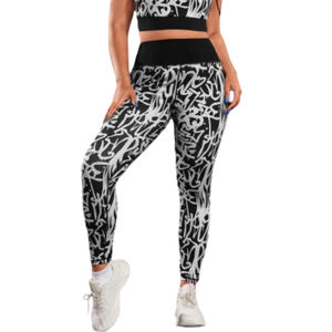 Legging de yoga pour femme taille mi-haute, uni, en Spandex/Polyester, simple, longueur intégrale, sportif, extensible, respirant, violet, avec empiècement en maille noire - Product Image 1