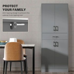 "Modern Wood & Aluminium Freestanding <b>Kitchen</b> <b>Storage</b> Cabinet" - Product Image 6