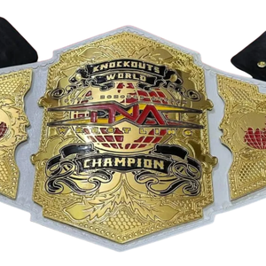 Cinturón de Campeón Mundial TNA Knockout, Diseño en Cuero Blanco con Detalles Dorados, Cinturón de Título de Lucha Libre de Primera Calidad con Icono Global para Fanáticos del MMA - Product Image 2