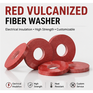 Junta de aislamiento eléctrico de fibra vulcanizada roja, anillo de papel troquelado para sujetadores - Product Image 1