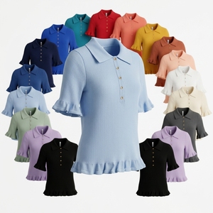 Polo personnalisé performant et tendance avec ourlet à volants, anti-humidité, séchage rapide, pour le golf, avec logo personnalisé - Product Image 1