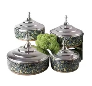 Olla de Acero Inoxidable Hecha a Mano en Arabia, Olla Decorativa con Base, Lujosa, Aislada, Apta para Lavavajillas, Tazón para Servir Alimentos - Product Image 2