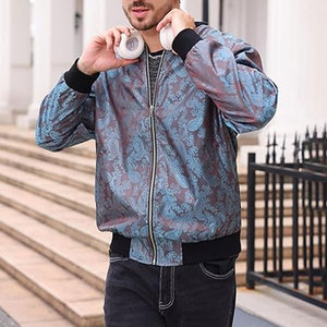 Men's <b>Lightweight</b> Bomber <b>Jacket</b> Long Sleeve Zip Up Windbreaker Retro 70s Disco Style Casual Spring Fall <b>Summer</b> Outfit Breathable - Product Image 3