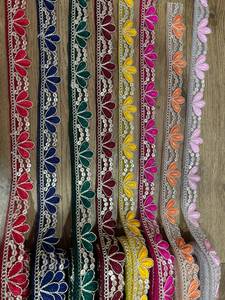 Wholesale Jaipur Tone to Tone Sequined Coding Lace on <b>Net</b> <b>Fabric</b>, Designer Border Trim for Ethnic Wear & Gowns - Product Image 4