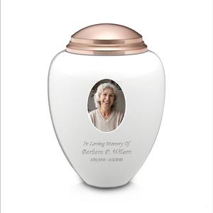 Urna Funeraria Conmemorativa para Cenizas, Diseño de Rosa Blanca Dorada, para Adultos, Recuerdo Elegante y Duradero - Product Image 1