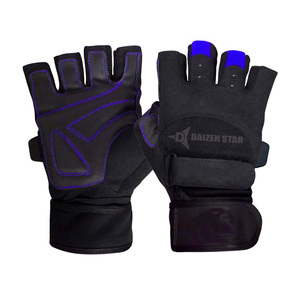 Daizen Star Half Finger Lightweight Fitness <b>Gloves</b> Mesh Pull-On Closure Adjustable Wrist Strap Black Red for <b>Weight</b> Lifting Gym - Product Image 4