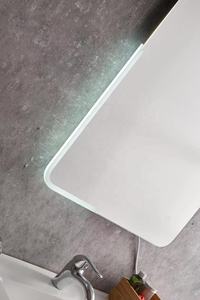 Miroir de salle de bain LED asymétrique minimaliste Daystar Trade avec interrupteur tactile et éclairage d'ambiance doux, à fixation murale pour salle de bain moderne - Product Image 2