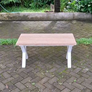 Rectangular <b>Coffee</b> <b>Table</b> Cross Leg Solid Teak Wood Non-Foldable with <b>White</b> Washed Top <b>Table</b> Finish TAB23 Model - Product Image 3