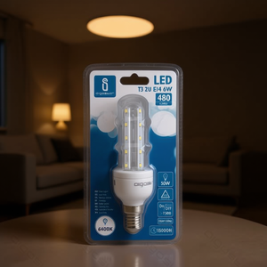 หลอดไฟ LED T3 2u 6w E14 6400k ประหยัดพลังงานสีขาวนวล - Product Image 3