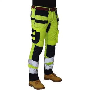 Pantalons de travail haute visibilité pour hommes, polyester, bande réfléchissante, pantalons de sécurité avec plusieurs poches pour les ouvriers du bâtiment - Product Image 6