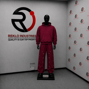 Conjunto de Sudadera con Capucha Oversize Color Granate para Hombre, Ropa Deportiva Personalizada, Sudadera con Botones a Presión y Pantalones Anchos, Venta al Por Mayor - Product Image 3