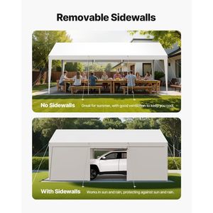Tettoia per Auto da Esterno 12 x 20 Piedi, Resistente ai Raggi UV, con Pareti Laterali Rimovibili e Porta, Riparo Portatile per Auto - Product Image 5