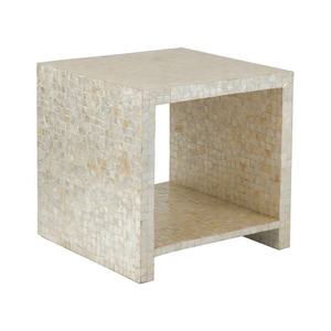 Console de meuble de chambre à coucher de deux tailles, Table en nacre incrustée de couleur Beige or de luxe, fabriquée à la main par un fabricant vietnamien - Product Image 6