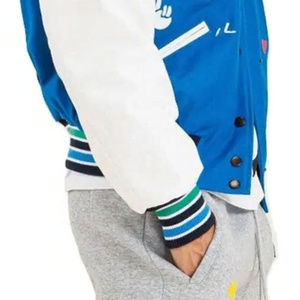 Veste universitaire en laine personnalisable pour homme avec col de baseball, style lettre brodée, coupe-vent pour l'hiver - Product Image 4