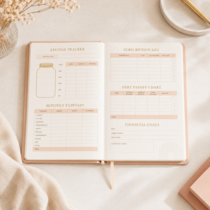 LABON Soft Peach Money Reset Budget Planner Hardcover Vegan Leather Financial Goals Journal Finance Wealth Management Notebook - Product Image 2