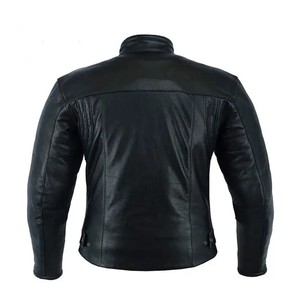 Chaqueta de Cuero Sintético PU Negra para Hombre, Estilo Urbano, Cuello Redondo, Cierre de Cremallera, Manga Regular, Color Sólido, Resistente al Viento, Forro de Lana, Secado Rápido - Product Image 2