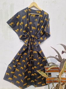 Women Animal Print Cotton <b>Kimono</b> Robe Loose Fit Beach Cover Up Lightweight Summer <b>Kimono</b> <b>Cardigan</b> Lounge Wear - Product Image 4