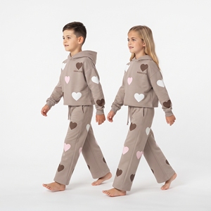 Conjunto Deportivo Informal para Niños y Niñas, Unisex, con Capucha y Estampado de Corazón, Pantalones Anchos, Ropa Deportiva a la Moda, Venta al Por Mayor - Product Image 3