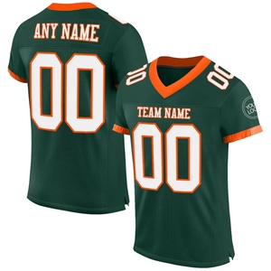 Men's Green Orange <b>Mesh</b> Sublimated Print Team Name Number Breathable V-Neck Short Sleeve Jersey - Product Image 1