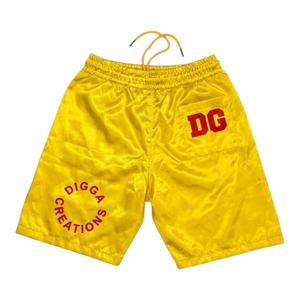 DGC Yellow Men's Satin Shorts Screen printed Back Logo Casual Summer Wear - Product Image 4