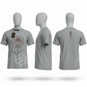 Custom Brand Men's Maroon Short Sleeve O-Neck T-<b>Shirt</b> With <b>Geometric</b> Print Breathable Jersey Fit Casual Style - Product Image 5