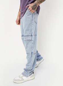 Jean en denim décontracté et tendance pour le quotidien, bleu, noir, moderne, coupe ample, jambe large, écologique, résistant à la décoloration, taille mi-haute, déchiré - Product Image 3
