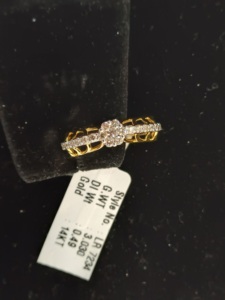 Elegant 14K Gold Floral Solitaire <b>Ring</b> with <b>CZ</b> Diamond Look Setting Bridal Party Wear Jewelry for Women - Product Image 4
