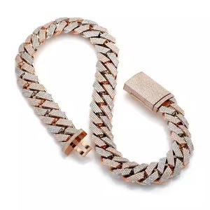 Chaîne cubaine personnalisée en or blanc 14K/18K entièrement sertie de diamants Moissanite, bijoux Hip Hop, cadeau de mariage pour homme en rhodium - Product Image 4