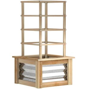 Elevated Wooden Garden Bed with Grid <b>Frame</b> Natural Wood Flowerpot Box for <b>Planting</b> Fencing Trellis & Gates Product - Product Image 5